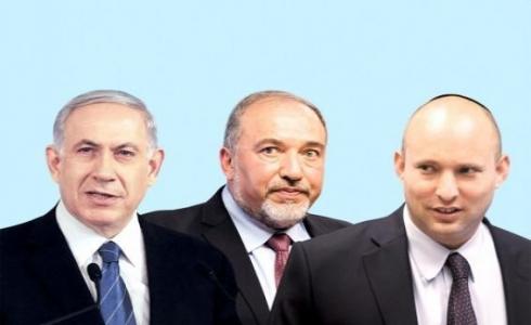نفتالي بينت وأفيغدور ليبرمان وبنيامين نتنياهو