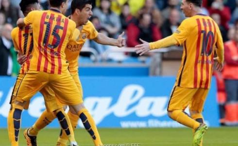 فرحة لاعبي برشلونة