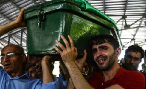 جرى تشييع قتلى تفجير غازي عنتاب، الذين تم التعرف على هوياتهم، يوم الاحد