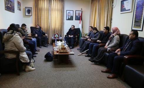 الوزير صبري صيدم خلال لقائه اليوم، وفداً من الاتحاد الفلسطيني العام لذوي الإعاقة
