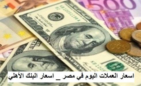 اسعار العملات اليوم في مصر اسعار البنك الاهلي