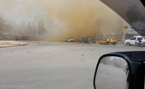 جانب من القصف على مدينة إدلب