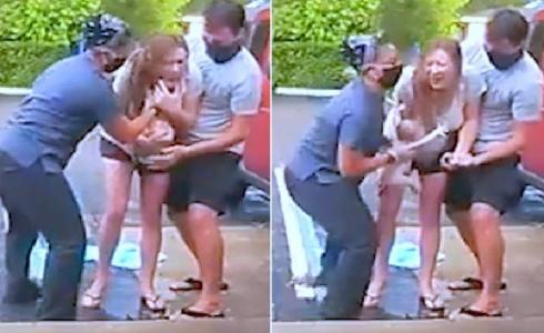 شاهد ولادة طفل أميركي من أم منتصبة على قدميها في الشارع