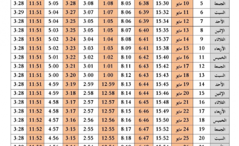 تقويم رمضان 1440