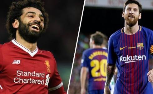 ليونيل ميسي نجم برشلونة الاسباني يتفوق على المصري محمد صلاح لاعب ليفربول الانجليزي