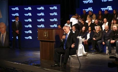 نتنياهو خلال اجتماع انتخابي في اللد، أمس