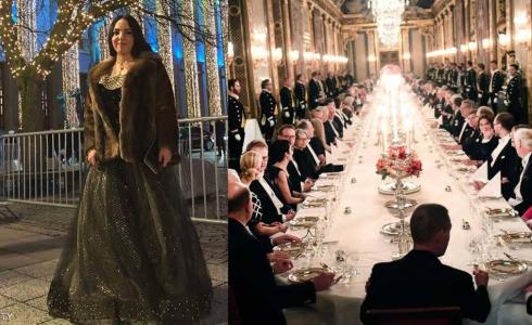 الطالبة أماني محمد في حفل عشاء توزيع جوائز نوبل