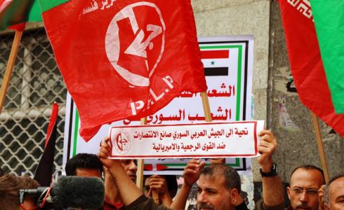 أنصار الجبهة الشعبية في غزة يتضامنون مع سوريا ضد الهجمات الاسرائيلية