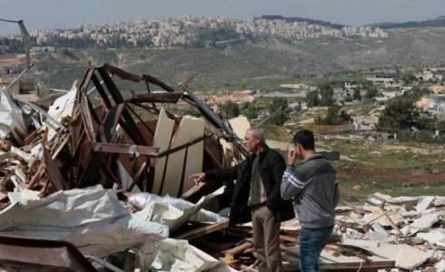 الاحتلال يهدم غرفة زراعية وبئر مياه