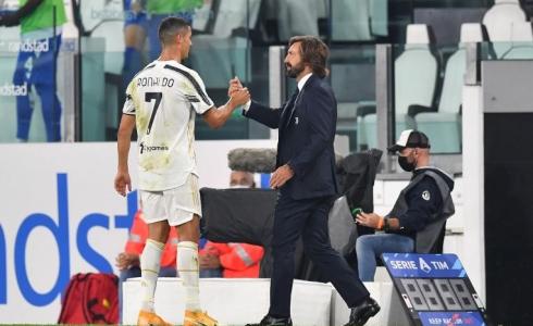 مدرب يوفنتوس بيرلو و كريستيانو رونالدو 