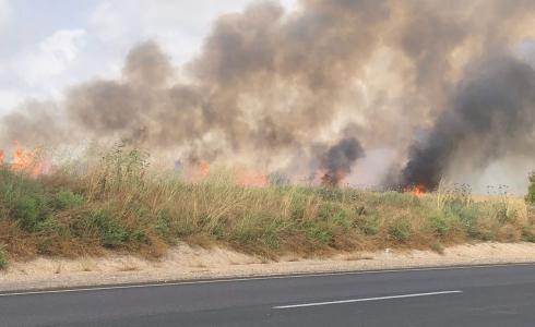 الحريق اندلع في مستوطنة نير عام بفعل بالون حارق أطلقه المتظاهرون شمال قطاع غزة