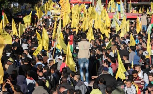 خلال المسيرة المركزية لحركة فتح في غزة