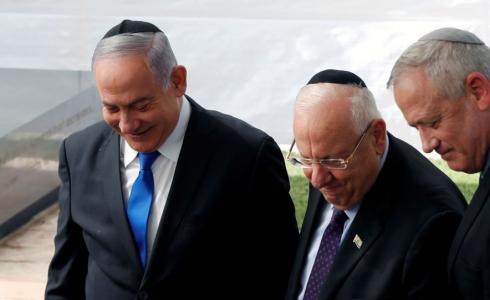 غانتس ونتنياهو مع الرئيس الإسرائيلي