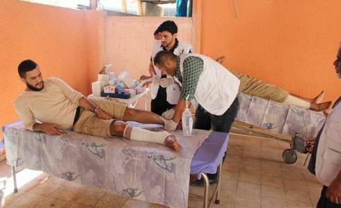 لجان الرعاية الصحية يستقبل عدد من الاصابات بمقره الرئيسي في غزة