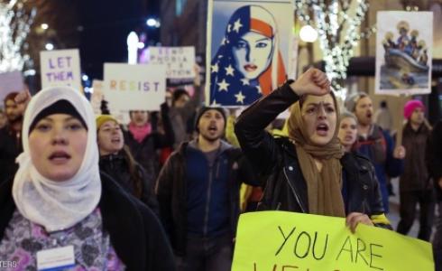 مظاهرات ضد أمر ترامب التنفيذي بشأن المهاجرين في سياتل
