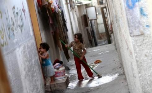 أطفال في أحد المخيمات في قطاع غزة