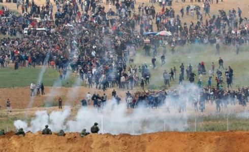 من مسيرة العودة الكبرى شرق غزة -ارشيف-