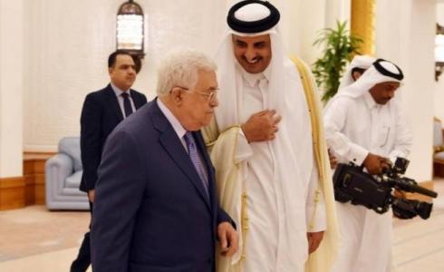 الأمير القطري تميم بن حمد والرئيس محمود عباس