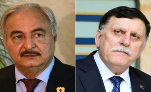 رئيس حكومة الوفاق الليبية فايز السراج وقائد الجيش المشير خليفة حفتر