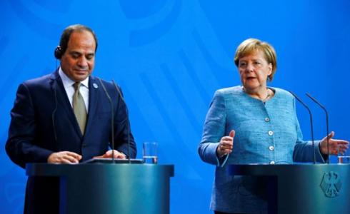 المستشارة الألمانية أنجيلا ميركل والرئيس المصري عبد الفتاح السيسي يبحثان الوضع في قطاع غزة