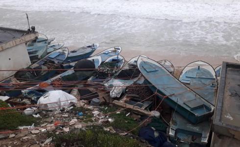 ميناء دير البلح جراء المنخفض الجوي
