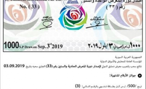 نتائج يانصيب معرض دمشق الدولي 2019