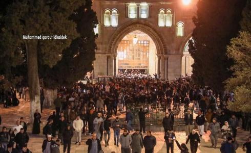 صورة من المسجد الأقصى خلال أداء صلاة الفجر اليوم