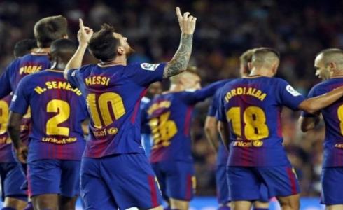 فرحة لاعبي برشلونة الاسباني