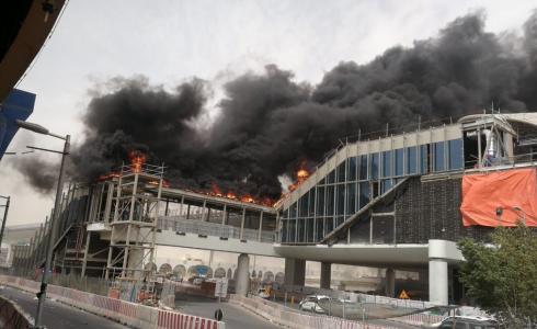 شاهد حريق محطة قطارات الرياض في السعودية الآن