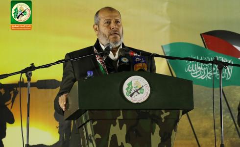 خليل الحية أثناء حفل تأبين شهداء الأجهزة الأمنية