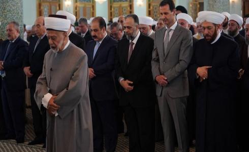 اين صلى بشار الأسد صلاة العيد اليوم