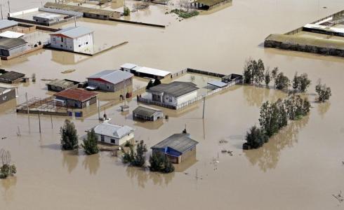 منظر جوي للفيضانات في إقليم خوزستان الإيراني