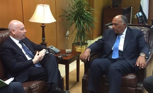 وزير الخارجية المصري سامح شكري يجتمع مع جيسون غرينبلات مبعوث الرئيس الأمريكي للشرق الأوسط -في واشنطن-