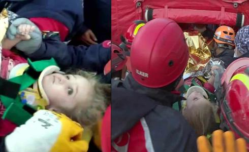 شاهد: لحظة إنقاذ طفلة قضت 65 ساعة تحت الأنقاض في تركيا 