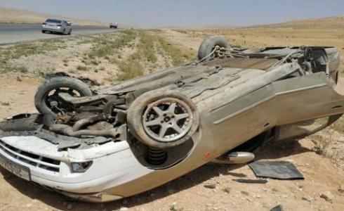 انقلاب سيارة جراء حادث سير في مدينة طمرة 