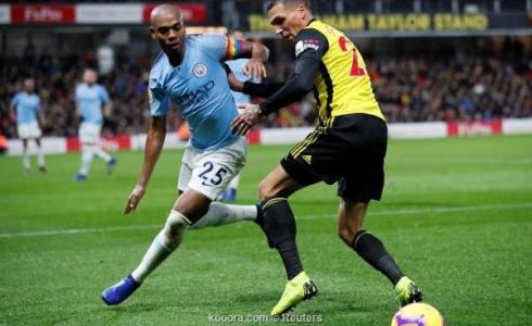 جانب من مباراة واتفورد ضد مان سيتي بالدوري الانجليزي