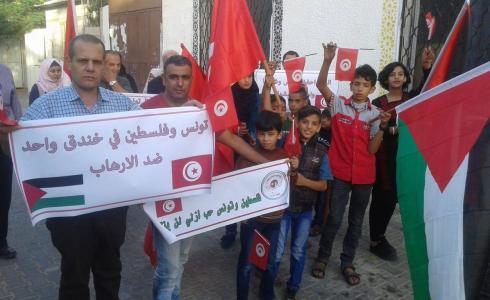 غزة:جمعية الأخوة الفلسطينية التونسية تنظم وقفة تضامنية مع تونس
