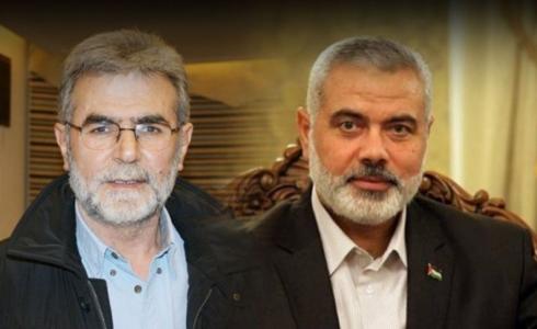 رئيس المكتب السياسي لحركة حماس إسماعيل هنية والأمين العام لحركة الجهاد زياد النخالة