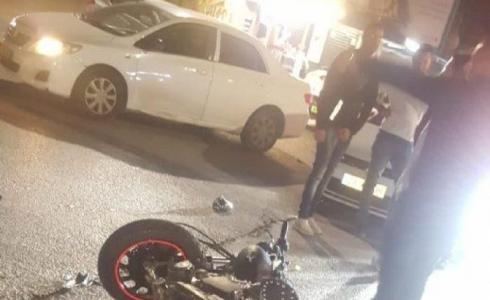 إصابة سائق دراجة نارية أثر تصادم مع سيارة خصوصية في كفركنا