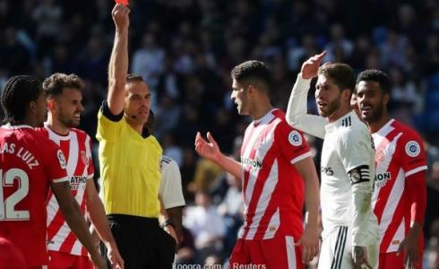 طرد راموس في مباراة ريال مدريد ضد جيرونا