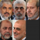أعضاء المكتب السياسي لحركة حماس خالد مشعل (يسار الصف العلوي) ويحيى السنوار (وسط الصف العلوي) وخليل الحية (يمين الصف العلوي) وزاهر جبارين (وسط الصف السفلي) وموسى أبو مرزوق (يسار الصف السفلي) © AFP