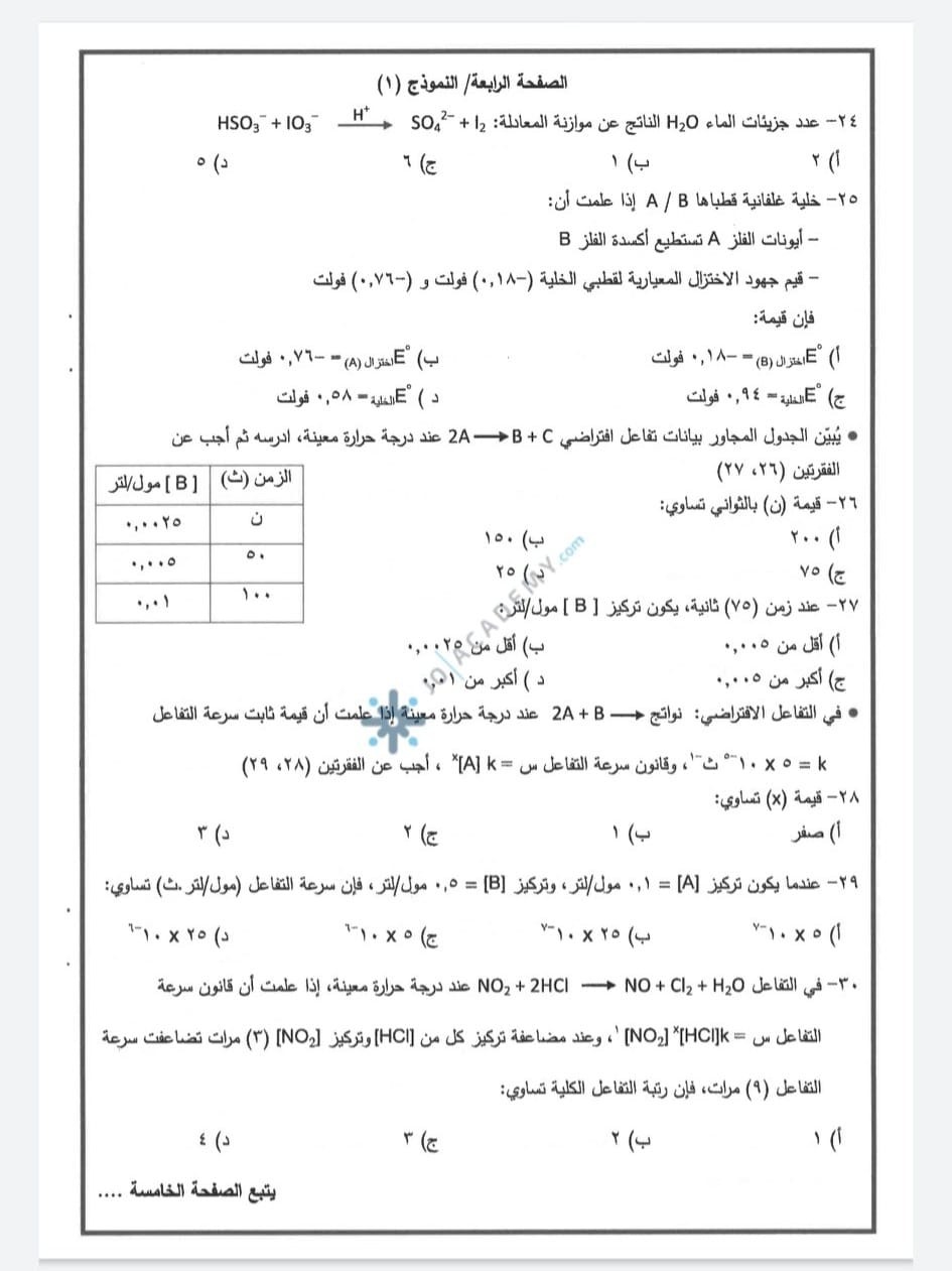 وكالة سوا الاخبارية إجابات امتحان الكيمياء توجيهي 2022 في الأردن اليوم