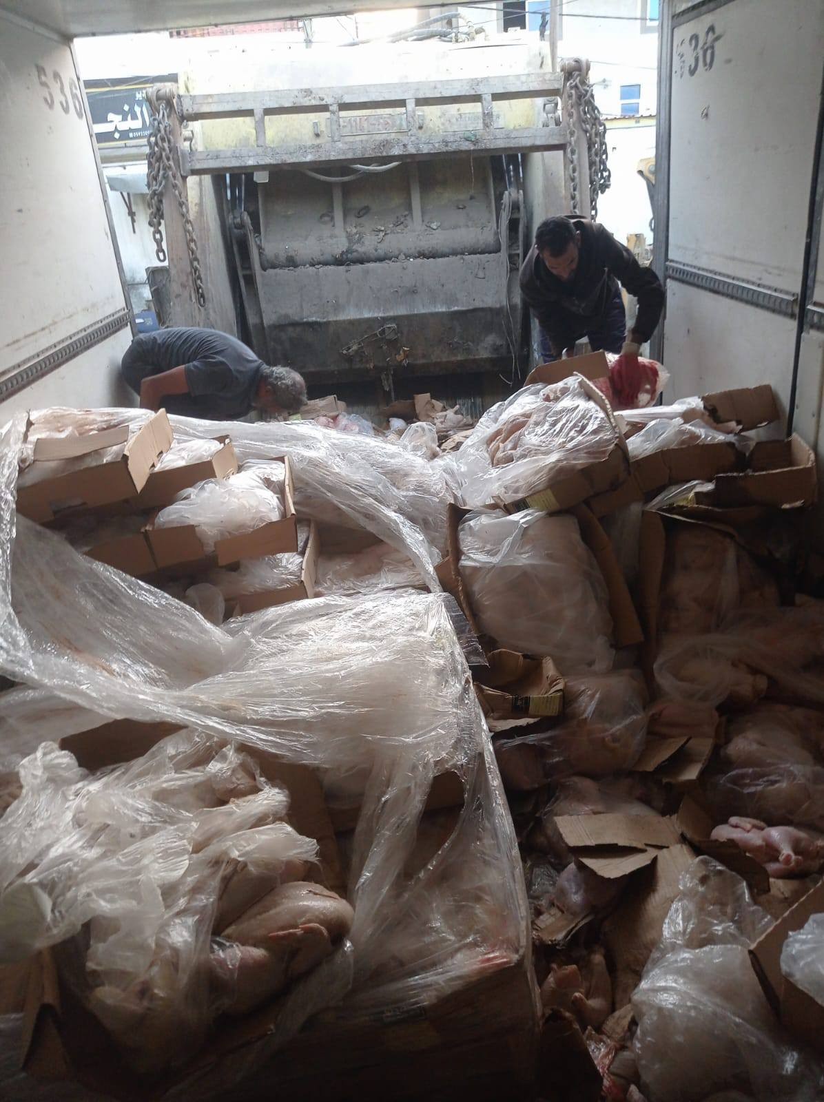 بالصور: اتلاف 6 طن من الدجاج الفاسد وسط قطاع غزة